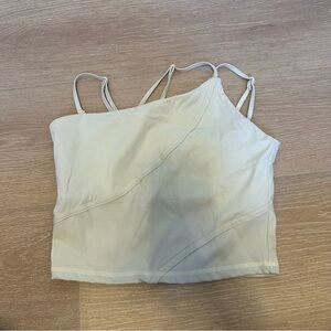 5 for $25 Varsitie SHEIN Cream asymmetrical strap crop top sports bra